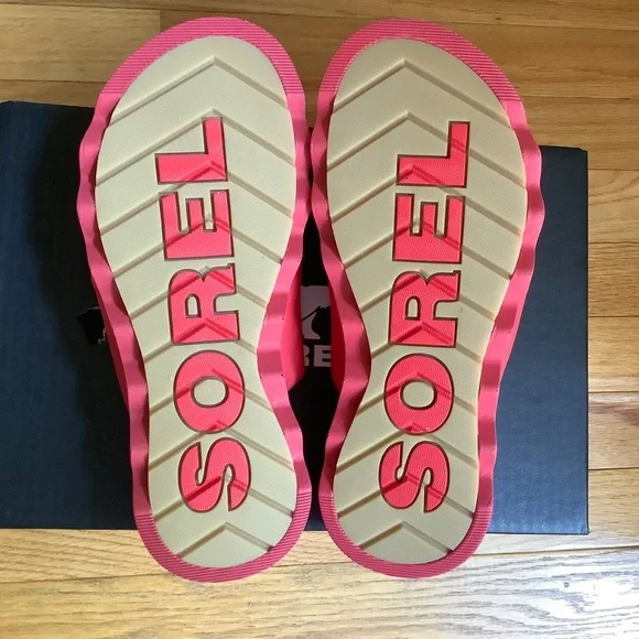 Sorel Leather Viibe Slide Sandal Red Glo/ Gum 16 SZ 9.5 - Picture 10 of 12